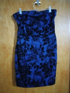 ModCloth Mystic Mini Dress XL Pockets Blue/Black Floral - Picture 1 of 3