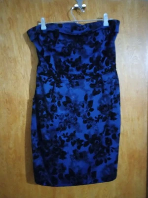 ModCloth Mystic Mini Dress XL Pockets Blue/Black Floral - Image 1 of 3