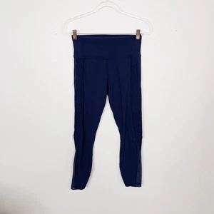 Athleta Side Stripe Salutation 7/8 Leggings Navy Blue Small S Workout Yoga Mesh - Bild 1 von 10