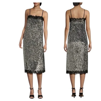 Vestido Gianni Bini x Lilly Sisto Allegra Lentejuelas Encaje Cuello Cuadrado Fiesta Talla 8 Foto 1 de 4