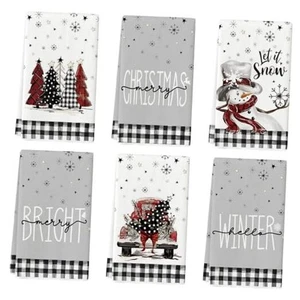  Büffel kariert Weihnachtsbäume Schneemann LKW Frohe Weihnachten Küche schwarz/beige - Bild 1 von 7