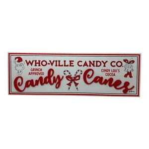 Grinch Who-Ville weiß rot Zuckerstangen Cindy Lou’s Kakao Holz Wandschild 281/2 x 91/2 - Bild 1 von 12