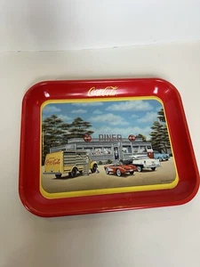 Vintage Coca Cola Marke Metall Tablett 50er Style Diner Corvette 1994 - Bild 1 von 7