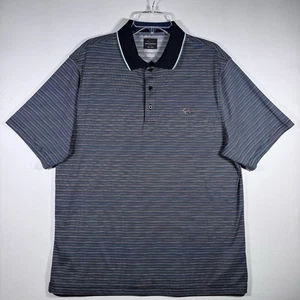 Camisa Polo Greg Norman Para Hombres L Grande Gris Aqua Rayas Jugar Seco Golf Informal - Imagen 1 de 7