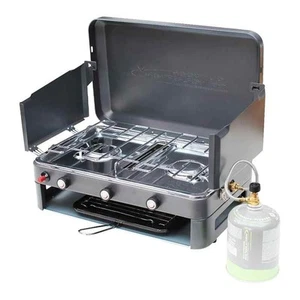 OUTDOOR REVOLUTION DOUBLE BURNER CAMPING HOB & GRILL PROPANE BUTANE GAS STOVE - Picture 1 of 5