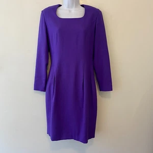 Vestido vaquero de lana de manga larga púrpura Gillian talla 6 - Imagen 1 de 8