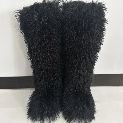 Womens Winter Faux Mongolian Fur Sheep Fur Snow Warm Over The Knee High Boots Sz - Image 1 of 4