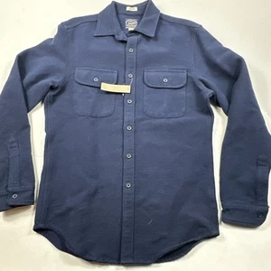 Camicia da lavoro uomo J Crew camoscio pesante nuova con etichetta piccola blu manica lunga cotone - Foto 1 di 10