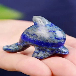Natural Lapis Lazuli Dolphins Quartz Crystal Gemstone Statue Mini Reiki Craft - Picture 1 of 16