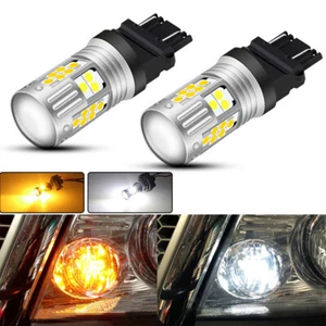 LED Switchback Light 3030 White Amber 3157 Two Bulbs Front Turn Signal DRL E - Picture 1 of 11