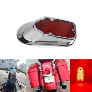12V Motorcycle Metal Chrome Red Tombstone Brake Tail Light For Harley Cafe Racer - Picture 1 of 10