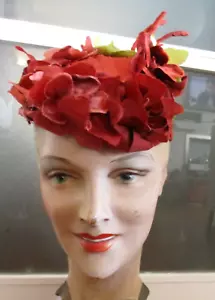VINTAGE 1940s FLORAL HAT - Picture 1 of 12