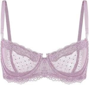 Sujetador DOBREVA Rosa Marrón (Rosa) Sujetador Encaje Con Aros Balconette Transparente - Imagen 1 de 7