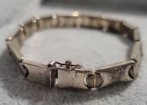 MILOR Sterling 925 Bracelet Bar Panel Round Screw Links Vintage Used See Pics - Picture 1 of 9