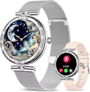Smartwatch Damen Mädchen mit Telefonfunktion Armbanduhr für iPhone Samsung Sony - Bild 1 von 6