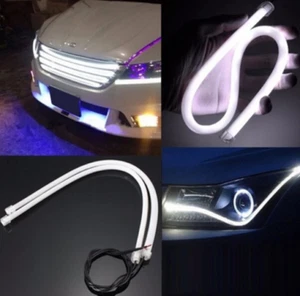 2x Flexible Blanco Coche Tubo Suave Tira de Luz LED DRL Lámpara de Funcionamiento Diurno 45cm - Imagen 1 de 3