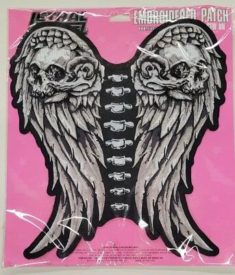 NOVO ADESIVO BORDADO ASAS CAVEIRA ANJO LETAL AMEAÇA 11,5"x12,5" LT30209 - Imagem 1 de 2