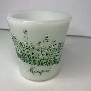 Vintage Fire King Marywood University D-Griff weiß Kaffeetasse grüner Druck - Bild 1 von 8