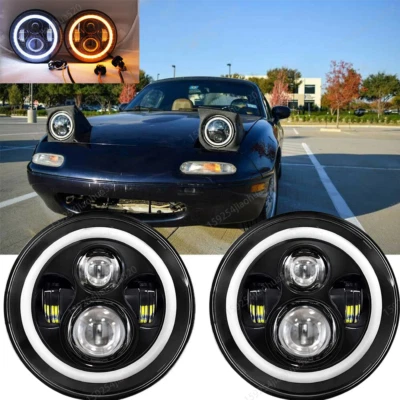 Para 90-97 Mazda Miata MX5 MX-5 H6024 2X Faros LED Completos Luces Halo Ojo de Ángel Foto 1 de 4