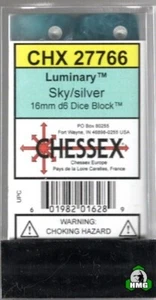 Chessex 16mm 12xd6 "Luminary" Sky/silver - Imagen 1 de 3