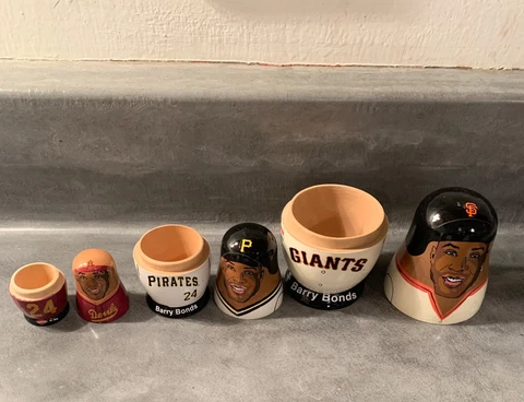 New Barry Bonds Babooshka Russian Nesting Doll Set San Francisco Giants, Pirates Cover