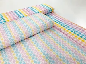 Tela de algodón Love Heart Check arco iris guinga multicolor pastel confección - Imagen 1 de 12