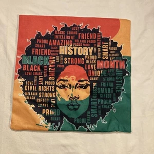 Black History Month Kissenbezug Frau Afro Kunst & Schriftzug bunte Leinwand 18 Zoll - Bild 1 von 13