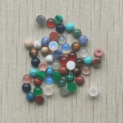 Wholesale 50pcs 4mm Natural Stone Round Cab Cabochon Beads Jewelry No Holes - Image 1 of 4
