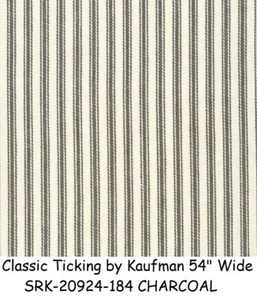 Classic Ticking cotton quilt fabric Kaufman 1-1/2 yds x 54 wide Charcoal Stripe - Picture 1 of 8