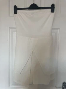 BNWT MISSGUIDED White Bandeau Tie Front Skort Playsuit, Size 14 - Picture 1 of 8