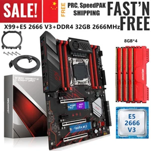 X99 Motherboard LGA 2011-v3 Xeon E5 2666 V3 CPU 4*8GB DDR4 2666MHz RAM NVMe M.2 - Picture 1 of 12