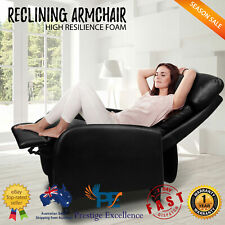 Faux Leather Armchair Recliner Chair Black Sofa Reclining Lounge Home Furniture
