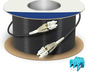 100M Uniboot OM3 Duplex Multimode LC to LC Outdoor Armored Fiber Patch Cable -80 - Picture 1 of 3