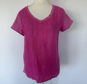 COSTA VITA Purolino Women's Top Size S/M pink linen cotton short sleeved t-shirt - Picture 1 of 6