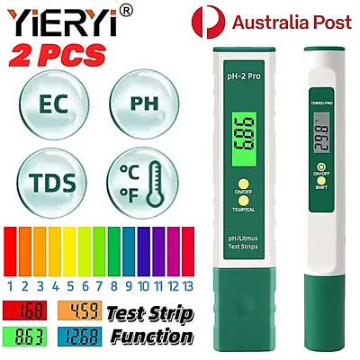 2PCS YIERYI Digital Water Quality Tester Meter Pen  PH TDS EC Pool Test Monitor - Image 1 of 4
