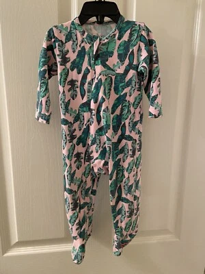 Egg de Susan Lazar Niñas Rosa Verde Hojas Pie Cremallera Dormir Talla 6 Meses Foto 1 de 4