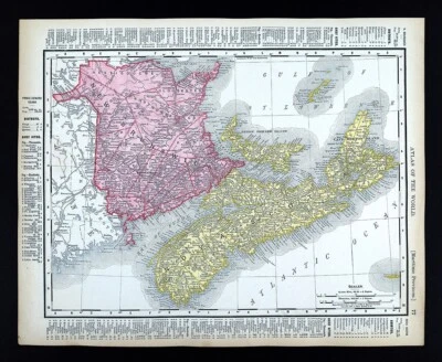 1895 Rand McNally Map Nova Scotia Halifax New Brunswick Cape Breton PEI Canada - Image 1 of 4