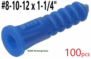 Ancoraggi in plastica a costine qualità premium blu 8-10-12 x 1,25", (100) pezzi - Foto 1 di 4