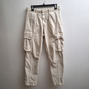 ZARA Cargo Pants Mens 31x89 Khaki Beige Pockets Tapered Leg Stretch