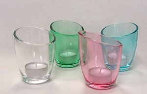 Teelichtglas Style Windlicht Teelichthalter Glas farbig Tischdekoration  - Bild 1 von 8