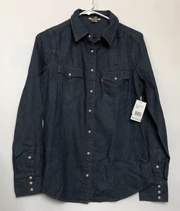 Levi's Pearl Snap Classic Fit Denim Shirt Women's Size Medium Blue Long Sleeve - Picture 1 of 6