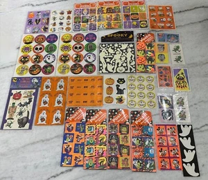 Vintage 80s 90s Halloween Stickers Lot 43 Sheets Gibson Scratch and Sniff Disney - Picture 1 of 11