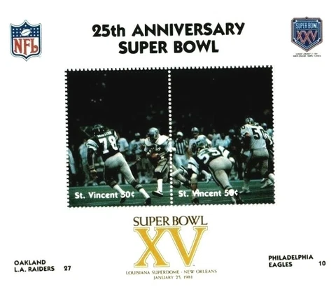 St. Vincent 1991 - Super Bowl XXV NFL Kenny King L.A. Raiders VS Eagles S/S MNH Cover
