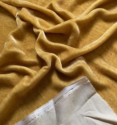 Mustard Yellow Silk Velvet Fabric by the Yard, 1/2 Yard, 1/4 Yard, 45" Wide, V21 - Image 1 of 3