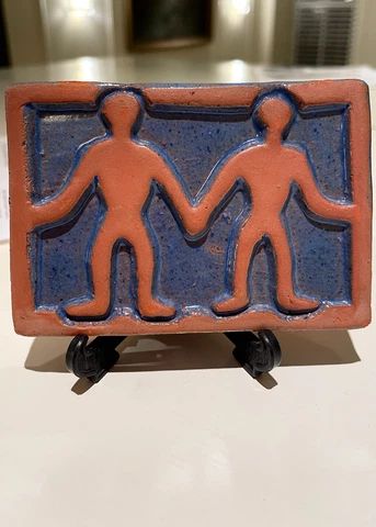 Arts & Crafts Bungalow Glazed Terra-cotta Gemini Zodiac Decorative Art Tile Cover