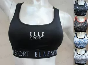 ELLE SPORT Womens Performance Sports Bra Crop Top Gym Dri Active Fabric S M L - Picture 1 of 46