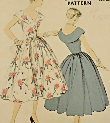1950s Miss Advance 6739 Pattern Low Neck/Full/Swing Dress Sz: 12 B30 COMPLETE - Image 1 of 4