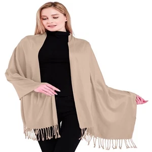 CJ Apparel Champagner Rosa Einfarbig Schal Sekundenschal Stola Pashmina **NEU** - Bild 1 von 12
