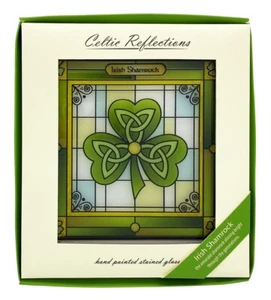 Shamrock - Celtic Reflections Glass Panel Suncatcher - Picture 1 of 2
