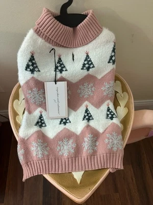 Cupcakes & Cashmere Pink Christmas Tree Dog Sweater Size Medium - Image 1 of 2
